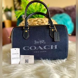 Coach Rowan Satchel In Denim